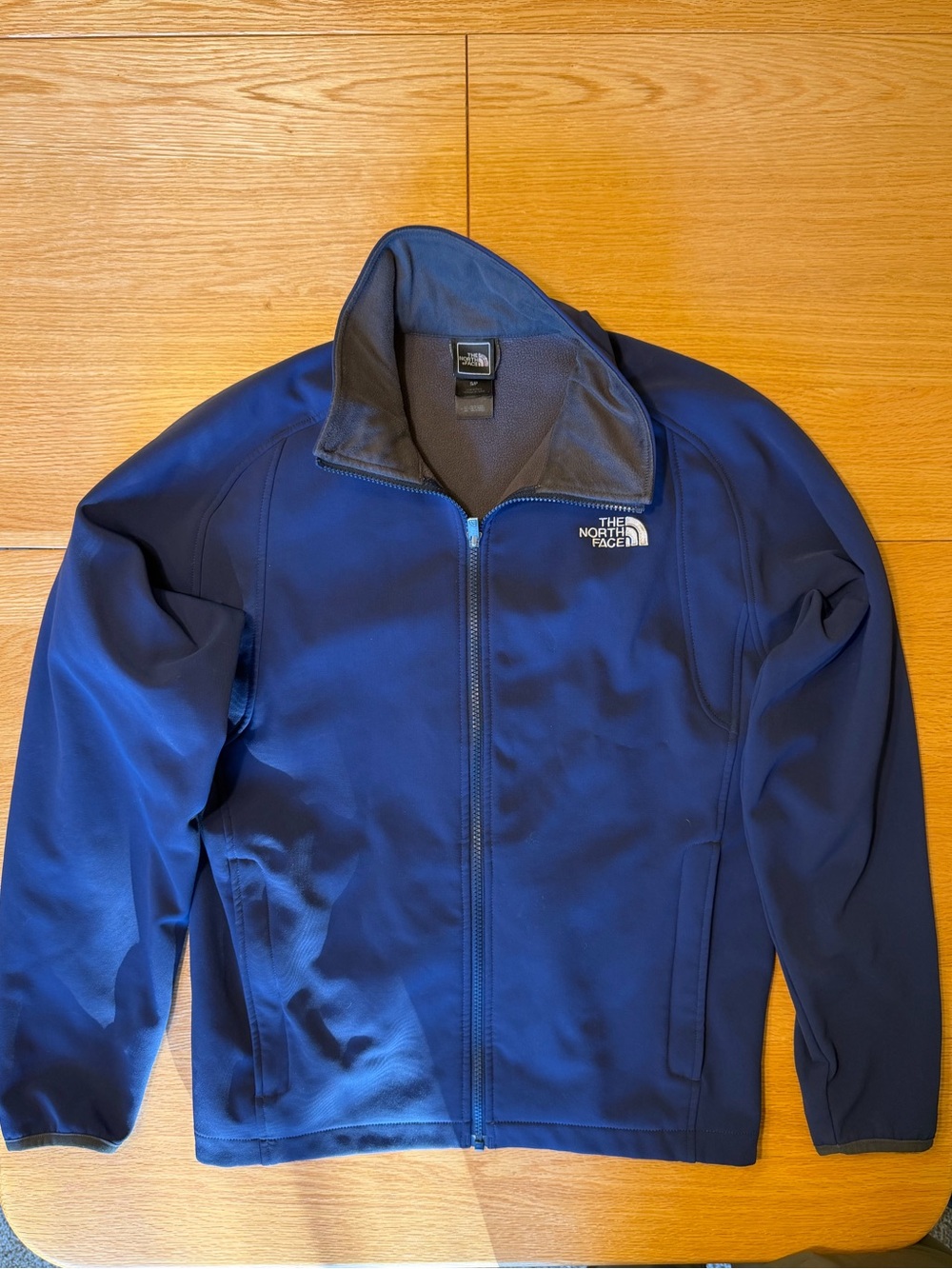The North Face Men's Softshell Fleece Lined Full Zip Jacket Navy Blue Size S EUC